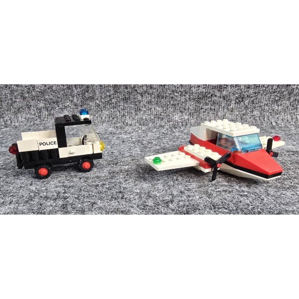 80’s Lego Red/White 6” Airplane Police Car Lego Land Vtg Vehicles